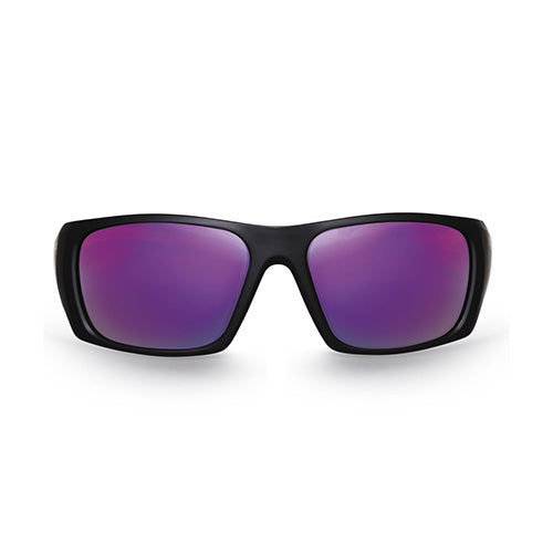 Esko Tokyo Polarised Safety Glasses featuring purple lenses, ergonomic temples, and non-slip nose pads, offering 100% UVA/UVB protection with anti-fog and anti-scratch coatings, ideal for workplace safety.