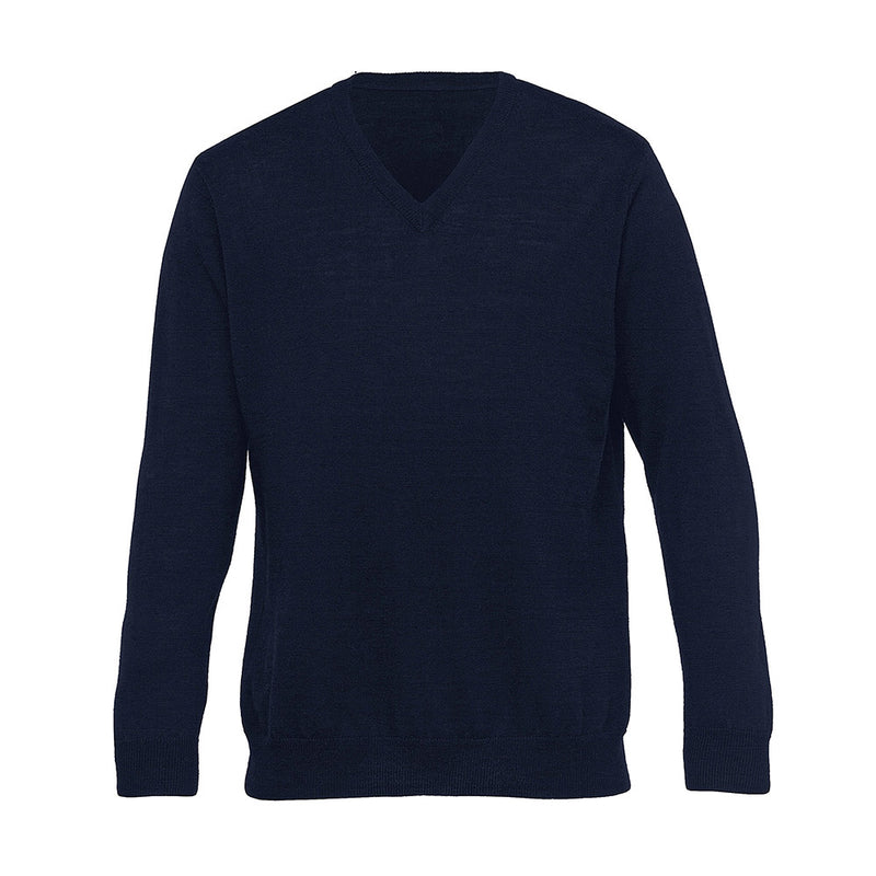 Load image into Gallery viewer, Merino Mens Detailed Vee Pullover crafted from 100% New Zealand merino wool, featuring a single jersey vee neck binding and ribbed cuffs and hem, ideal for casual workwear or layering.