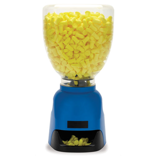 Pro Earplug Dispenser Station showcasing its capacity to hold 500 pairs of disposable uncorded earplugs, designed for practical use in workplace safety environments, aligning with Active Safety's PPE gear offerings.