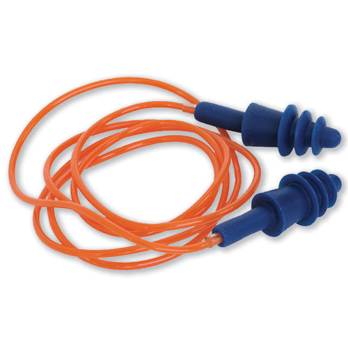 ProSil Silicone Corded Earplug Class 3, depicted as reusable silicone earplugs, designed for noise protection up to 100 dB(A), shown in a close-up view.