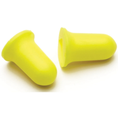 ProBell Uncorded Earplugs Class 5 Box/200, featuring a bell shape for comfort, are depicted in a close-up, highlighting their disposable PU foam design for effective noise reduction in industrial settings.