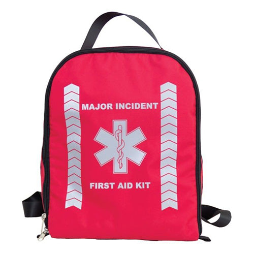 Load image into Gallery viewer, Major Incident Backpack First Aid Kit with distinct compartments for various emergencies, designed as a portable, structured bag ideal for safety and workplace preparedness from Active Safety.