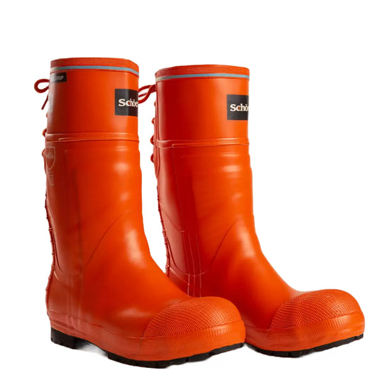 Schoen Forestry Pro Level 3 Gumboot, knee-height rubber boots with steel toecap and fire-retardant sole, designed for ultimate grip and chainsaw protection, ideal for tough forestry applications.