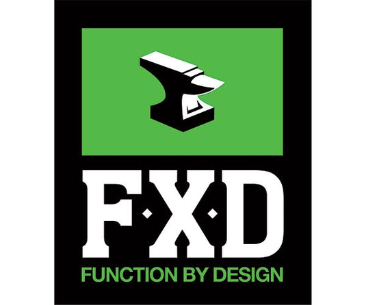 FXD workwear logo. FXD create modern hard wearing uniform and workwear options for men and women.