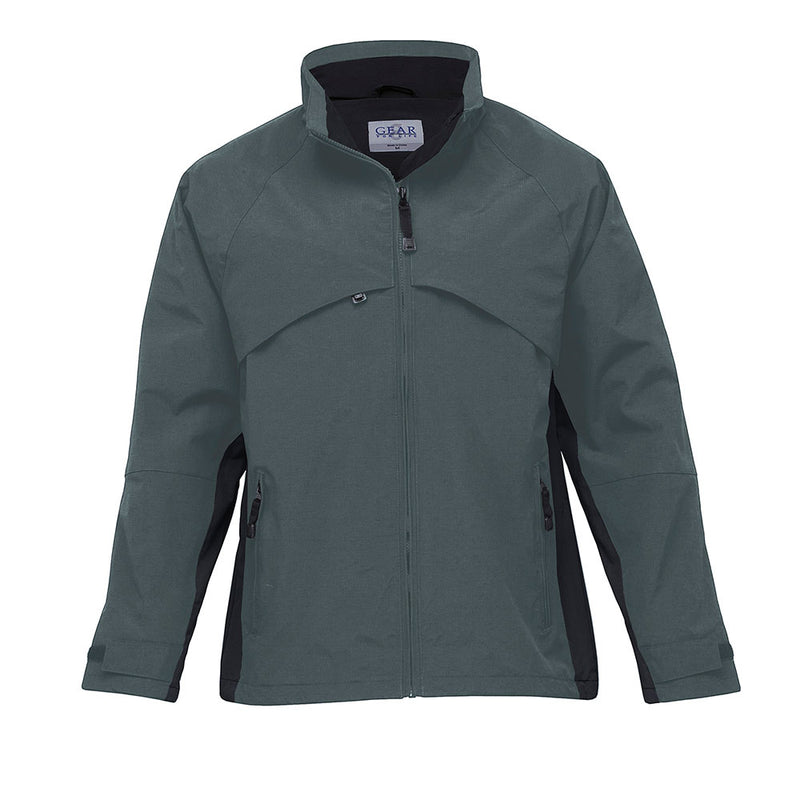 Load image into Gallery viewer, Gravity Ripstop Lined Jacket featuring a grey design with black trim, four front zippered pockets, underarm ventilation zips, and a hidden tuck away hood, ideal for workplace safety and comfort.