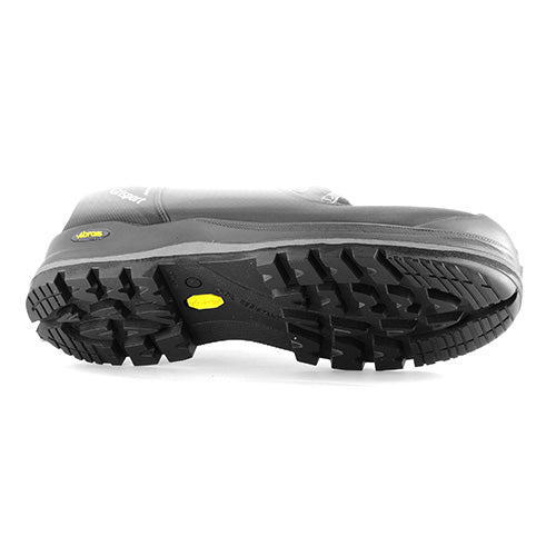 Load image into Gallery viewer, Grisport Garda GTX Safety Boots feature a black design with a distinctive yellow sole, showcasing a close-up of the rugged footwear. Ideal for safety with Goretex membrane and Vibram outsole, embodying Active Safety's reliable gear.