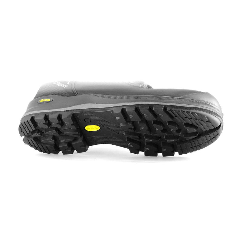 Load image into Gallery viewer, Grisport Garda GTX Safety Boots feature a black design with a distinctive yellow sole, showcasing a close-up of the rugged footwear. Ideal for safety with Goretex membrane and Vibram outsole, embodying Active Safety's reliable gear.