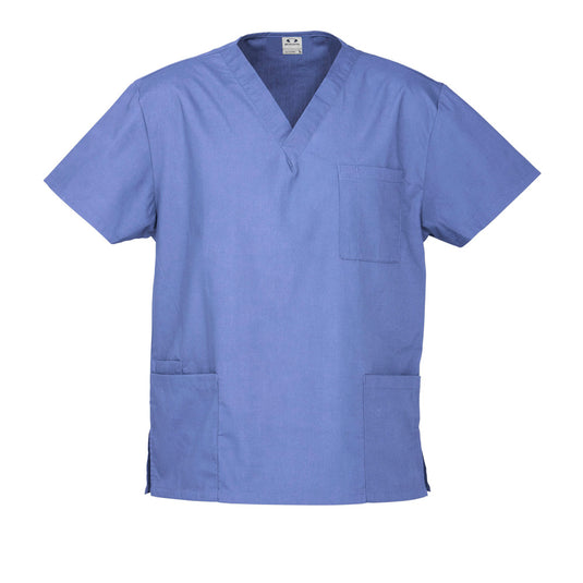 Bizcare Unisex Classic Scrubs Top featuring a V-neck design, visible lower front pocket, and soft-touch fabric. Ideal for professional settings, reflecting Active Safety's commitment to quality workwear and uniforms.