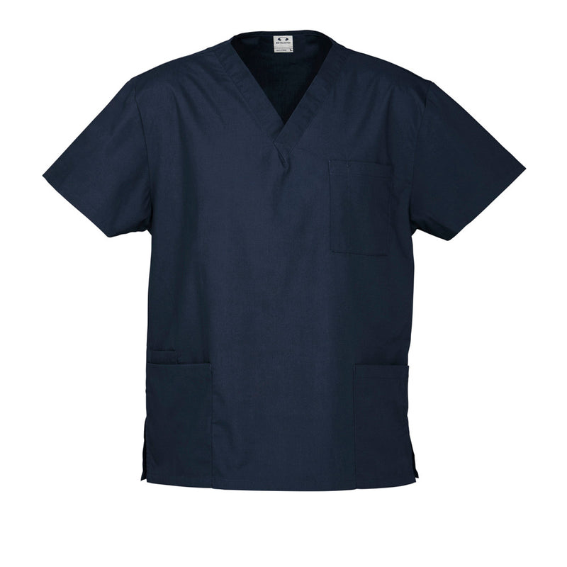 Load image into Gallery viewer, Bizcare Unisex Classic Scrubs Top featuring a traditional V-neck and lower front pockets with concealed inner pockets, crafted for comfort with high-performance, natural stretch fabric. Ideal for professional work settings.