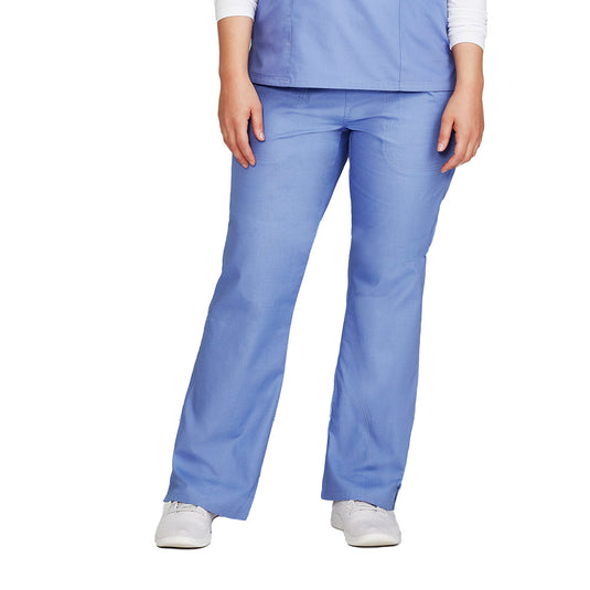 Biz Womens Classic Bootleg Scrubs Pant featuring high-performance soft touch fabric, natural stretch for comfort, elasticated rear waistband, and stitch detailing on pockets, designed for demanding environments and hygienic laundering at 80°C.