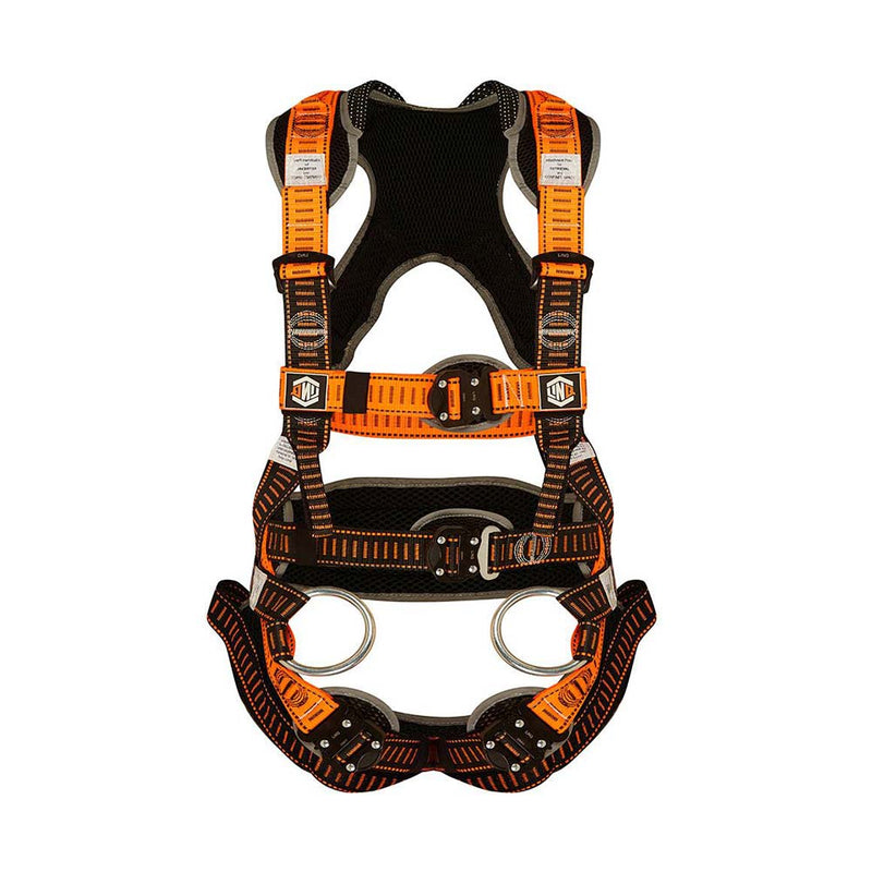 Load image into Gallery viewer, LINQ Tower Workers Harness with padded straps and steel D-rings, featuring Pebble Weave Webbing design, Liqui-Pel Technology, and retro-reflective thread for enhanced safety and comfort in high-risk environments.