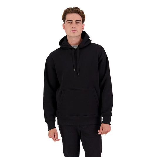 Explorer Pullover Hoodie V2 450gsm, showcasing heavyweight durability and comfort. Features a lined hood, reinforced pocket openings, and extended ribbing, ideal for warmth and longevity in active safety environments.