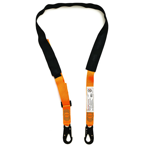 LINQ Adjustable Pole Strap 2M features a double action snap hook at each end and a wear protector sleeve, designed for height safety and adjustable up to 2 meters, ideal for workplace use.