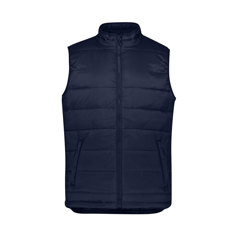 Load image into Gallery viewer, Biz Mens Alpine Vest featuring a showerproof nylon shell and recycled PET insulation. This eco-friendly vest includes a stand-up collar, ergonomic zip toggles, and hip-length design with extended back for added warmth.