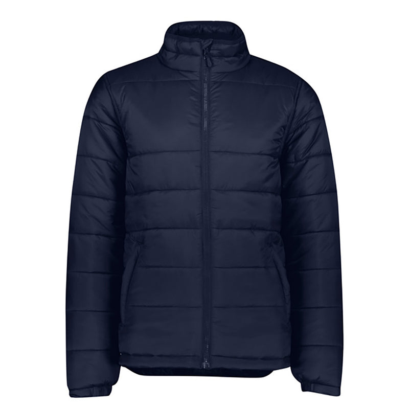 Load image into Gallery viewer, Biz Alpine Men's Puffer Jacket featuring a full zip front, ergonomic toggles, and a stand-up wind collar, designed for outdoor warmth with eco-friendly recycled PET insulation and a showerproof nylon shell.