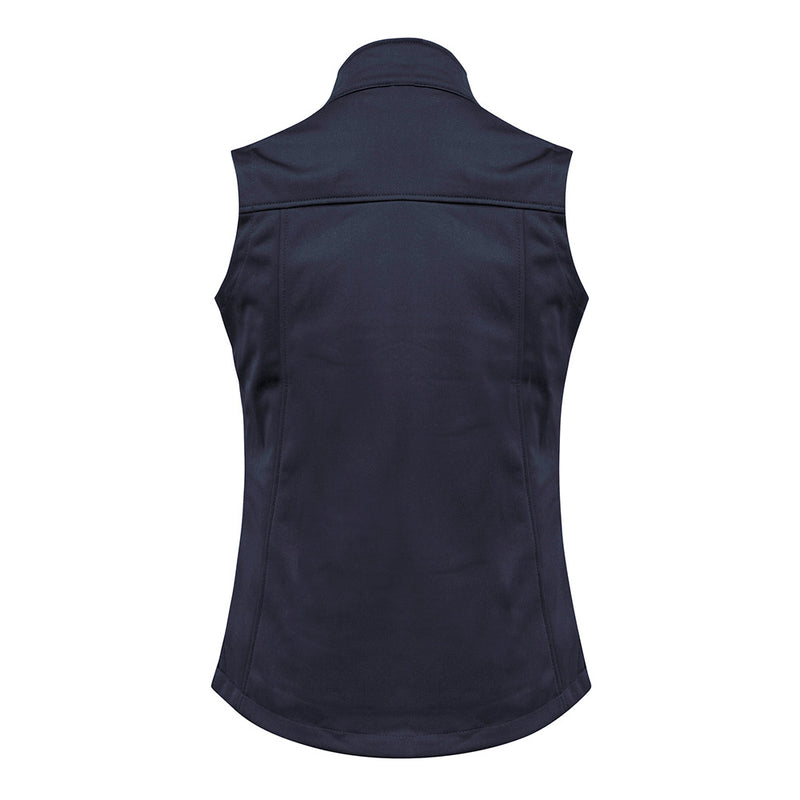 Load image into Gallery viewer, Biz Ladies Soft Shell Vest featuring a 2-way front zip with chin guard, stand-up collar, and concealed zippered pockets, designed with bonded polyester for durability, ideal for active safety environments.