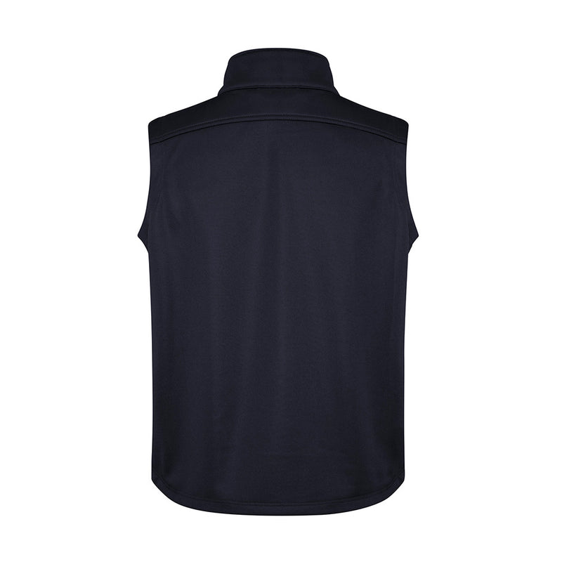 Load image into Gallery viewer, Biz Mens Soft Shell Vest featuring a sleek design with a stand-up collar, zippered chest pocket, and concealed front pockets, ideal for safety and workwear needs.