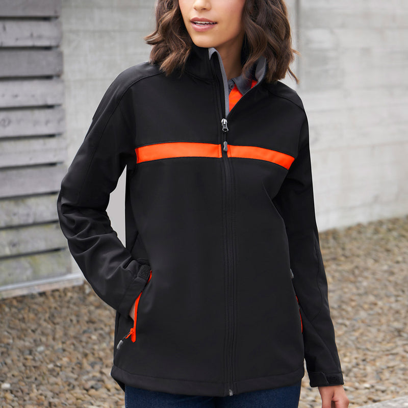 Load image into Gallery viewer, Biz Unisex Charger Jacket features bold color blocking and a 3-layer stretch outer shell, providing water repellency, breathability, and windproof protection, ideal for demanding work environments.