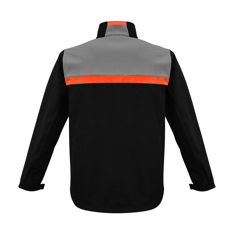 Load image into Gallery viewer, Biz Unisex Charger Jacket with bold color-blocked panels, featuring a stand-up collar, zippered side pockets, and a durable 3-layer BIZ TECH™ outer shell, ideal for demanding work environments.