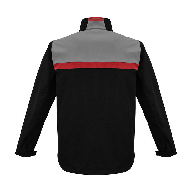 Load image into Gallery viewer, Biz Unisex Charger Jacket features bold color-blocking panels and a stand-up collar with chin guard, designed for durability with water-repellent, breathable, and windproof BIZ TECH™ fabric, ideal for active workplaces.