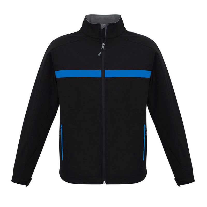 Load image into Gallery viewer, Biz Unisex Charger Jacket featuring bold color blocking, a 3-layer performance stretch outer shell with a zippered stand-up collar, and contrast side pockets. Ideal for active safety environments.