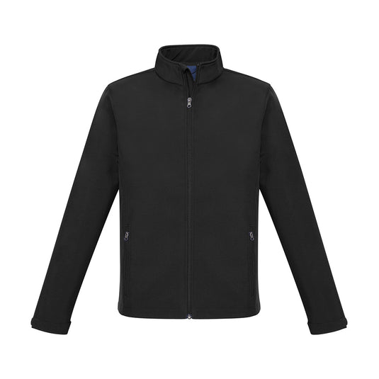 Biz Apex Lightweight Softshell Jacket featuring long sleeves, stand-up collar, and zippers, designed for water and wind resistance. Ideal for safety and workwear, aligning with Active Safety's focus on protective clothing.