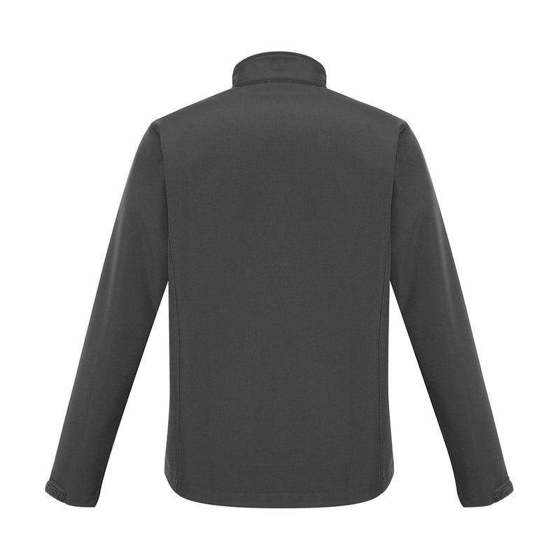 Load image into Gallery viewer, Biz Apex Lightweight Softshell Jacket features a sleek design with a stand-up collar and long sleeves. Ideal for active safety wear, it includes a scalloped back for warmth and zippered accents.