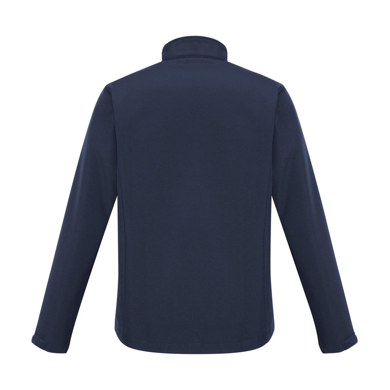 Load image into Gallery viewer, Biz Apex Lightweight Softshell Jacket with long sleeves, visible back view. Features stand-up collar and longer back tail, ideal for safety and workplace use.
