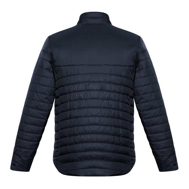 Load image into Gallery viewer, Biz Expedition Men's Quilted Puffer Jacket features a high collar with chin guard, quilted body and sleeves, and zippered hand pockets, designed for active safety and workplace environments.
