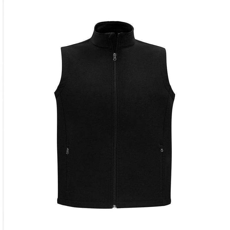 Load image into Gallery viewer, Biz Mens Apex Vest, featuring a zipper and stand-up collar with a soft chin guard, designed for light water repellency and wind resistance. Ideal for safety and workwear in active environments.
