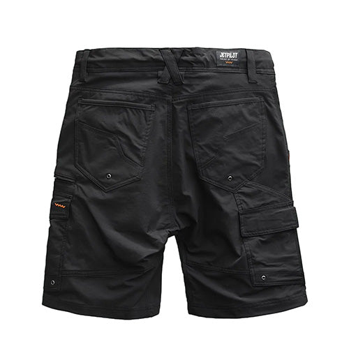 Jet-Lite Utility Short featuring reinforced pockets, engineered to fit heavy-duty phone cases, and a rear carpenter pocket, showcasing durable, lightweight construction ideal for active safety and workwear environments.