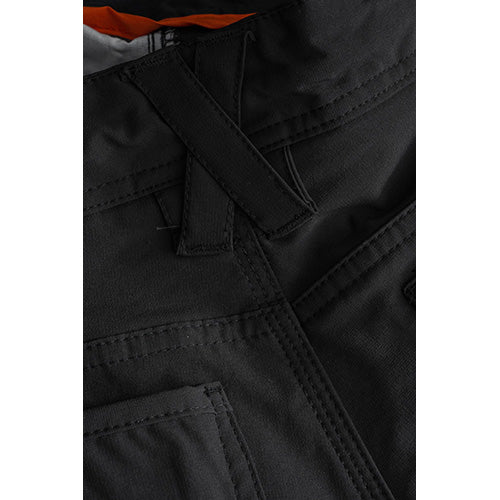Jet-Lite Utility Short close-up featuring reinforced pockets, YKK zipper, and custom side entry pocket. Ideal for active work environments, emphasizing durability and functionality aligned with Active Safety's robust workwear selection.