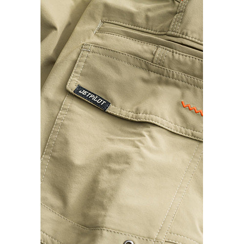 Load image into Gallery viewer, Close-up of a reinforced pocket on the Jet-Lite Utility Short, showcasing its durable construction and custom side entry design, ideal for heavy-duty phone cases, emphasizing utility and workwear functionality.