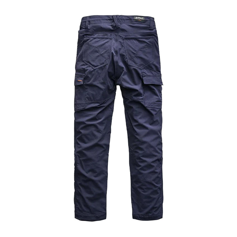 Load image into Gallery viewer, Jetpilot Jet-Lite Utility Pant, shown from the back, features dual rear patch pockets, flap cargo pockets, reinforced knees, and belt loops, embodying durable workwear with practical design for safety-focused environments.
