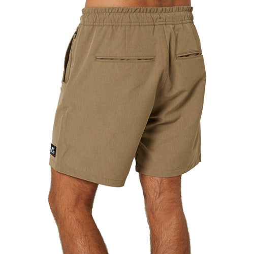 Jet-Lite Hybrid Elastic Waist Short featuring reinforced front entry pockets and secure zip-lock pockets, designed for active safety with heavy-duty phone case compatibility and triple stitch construction for durability.
