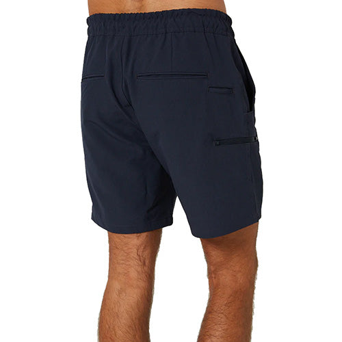 Jet-Lite Hybrid Elastic Waist Short, shown on a man, features reinforced pockets for heavy-duty phone cases, a secure zip-lock on the hip, and a durable waistband, emphasizing functionality and comfort for active safety needs.