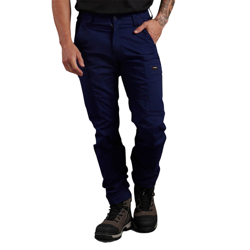 Load image into Gallery viewer, King Gee Workcool Ripstop Pro Pant showcased on a standing man, highlighting 9 multifunctional pockets and a comfort stretch waistband, ideal for durability and movement in active work environments.