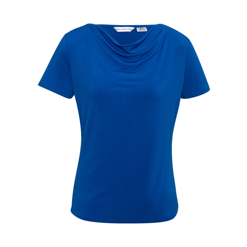 Load image into Gallery viewer, Biz Womens Ava Top with a softly draped neckline and flattering silhouette, ideal for professional settings. Made from luxurious jersey knit, complementing career wardrobes with an elegant, sophisticated style.