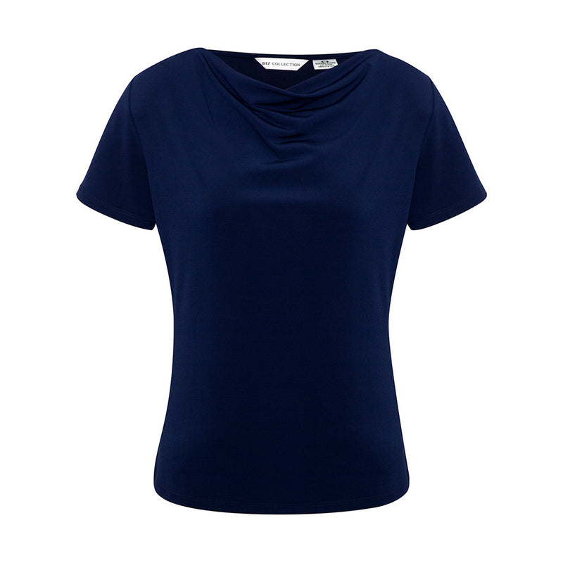 Load image into Gallery viewer, Biz Womens Ava Top with a sophisticated draped neckline and flattering silhouette, ideal for professional settings, reflecting Active Safety's commitment to quality workwear. Crafted from luxurious jersey knit fabric.