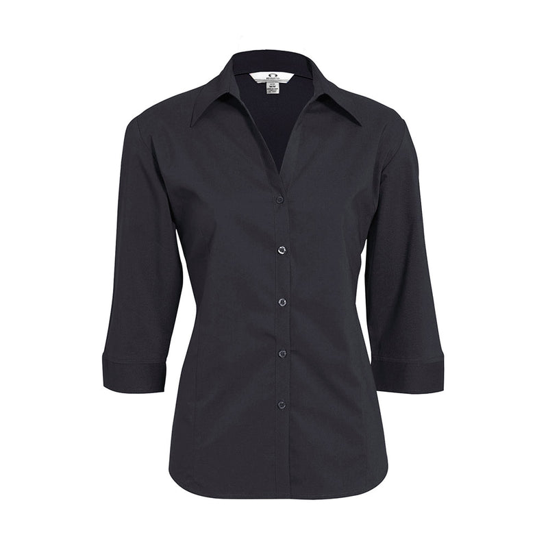 Load image into Gallery viewer, Biz Metro Ladies 3/4 Shirt with a Y-shaped open neckline, slimline placket, and cuffed sleeves, made of stretch cotton for comfort. Ideal for professional wear, reflecting Active Safety’s quality workwear range.