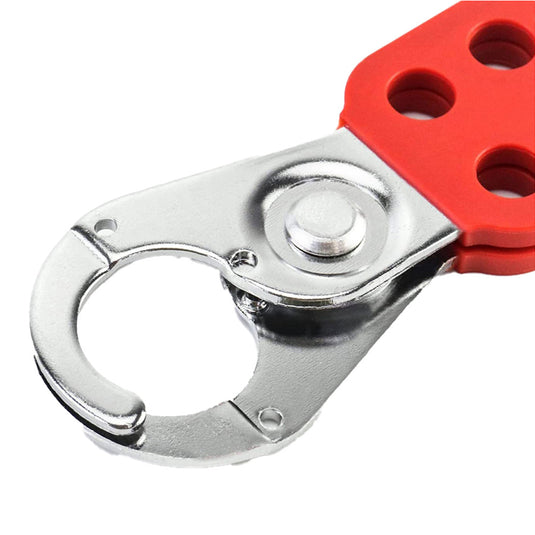 Steel Lockout Hasp 25mm featuring a durable steel body with a plastic-coated handle, designed for secure locking in safety-critical environments, aligning with Active Safety's commitment to workplace safety products.