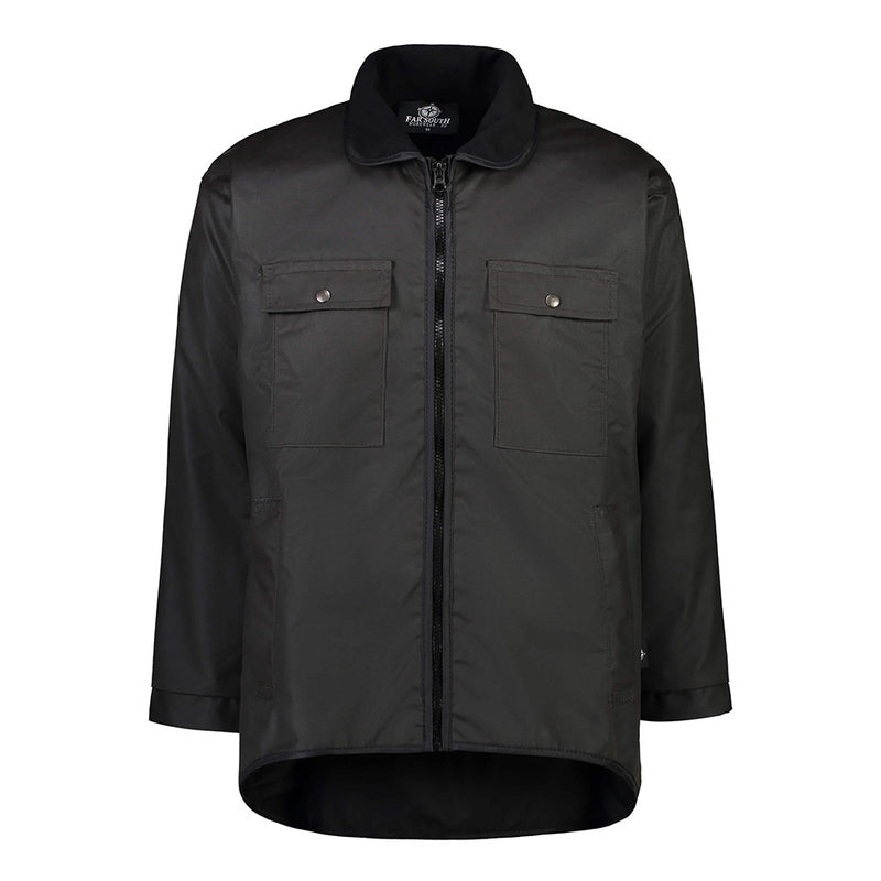 Load image into Gallery viewer, Far South Lumsden Long Sleeved Oilskin Jacket, featuring fleece lining, top chest pockets, and side pockets. Tailored for durability and comfort, ideal for safety and workwear needs, made in New Zealand.