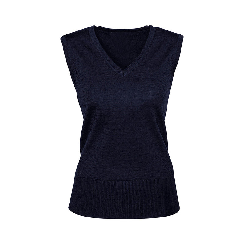 Load image into Gallery viewer, Biz Womens Milano Vest: A modern, longer-length vest with a flattering V-neck, crafted from a durable merino wool blend, perfect for layering over collared shirts in professional and safety-focused environments.