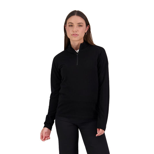 Alpine Womens 1/2 Zip Merino Jumper featuring a heavyweight merino knit, visible raglan sleeves, and a quality SBS zipper, ideal for warmth and sustainability.