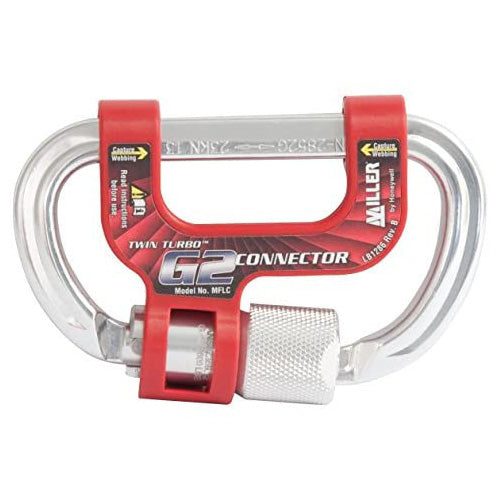 Close-up of the Turbolite G2 Connector Bracket, showcasing its wide connector gate for easy installation and D-Pad Clip for secure harness attachment, ideal for enhancing safety at height.