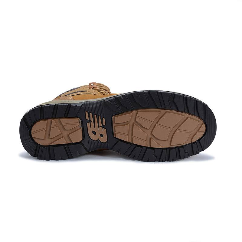 Load image into Gallery viewer, The New Balance Calibre Zip Sided 4E Safety Boot in Wheat features a nubuck leather upper, composite toe, and YKK zipper, embodying durability and comfort, ideal for demanding worksites.