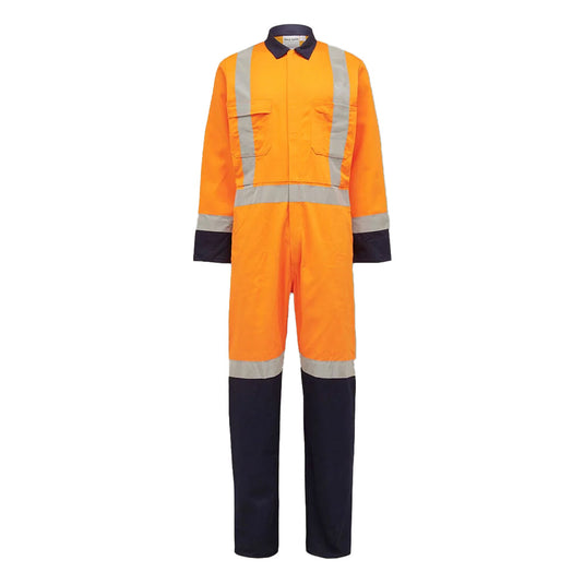 Hard Yakka TTMC-W17 100% Cotton Zip Overall features external pen pockets, non-spill chest pockets, and reinforced stress points, ideal for demanding work environments, trusted by generations for durability and comfort.