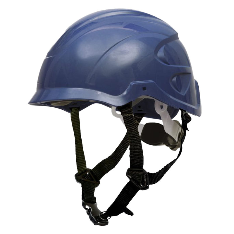 Load image into Gallery viewer, Esko SecurePlus Nexus Helmet, featuring a blue hard shell with adjustable suspension and chin-strap, ideal for construction and industrial use, ensuring impact protection and electrical safety compliance.