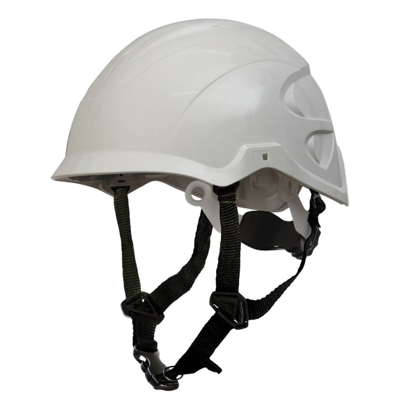 Load image into Gallery viewer, Esko SecurePlus Nexus Helmet, a white hard hat with adjustable chin-strap and Twist2Fit headband, designed for construction and industrial safety, featuring a high-performance ABS shell and micro peak for visibility.