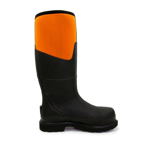 Load image into Gallery viewer, Bison Neo Safety Gumboot, designed for rugged environments, features a neoprene liner and high-density rubber for warmth and durability. Ideal for farmers and miners, it includes a safety toe cap and innovative cleat design.